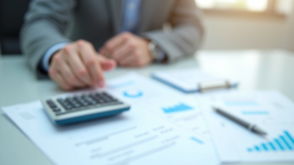 Kalkulačka a finanční výkazy ukazující výpočet odvodů a čistého příjmu