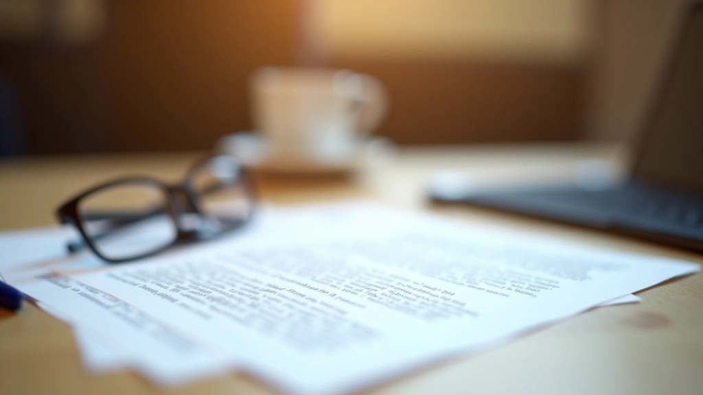 Pracovní stůl s dokumenty o dohodách, perem a brýlemi zobrazující právní rámec